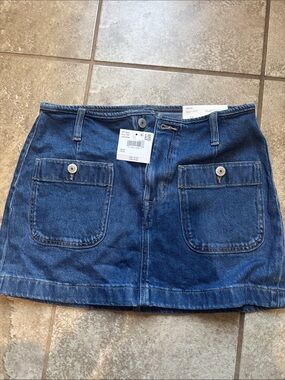 American Eagle Outfitters Blue Denim Mini Skirt with Front Patch Pockets